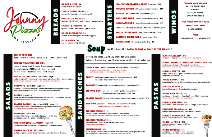 Johnny's - horohoroページ Johnny Pizzas & Pastaria | Menu | Oconomowoc, WI